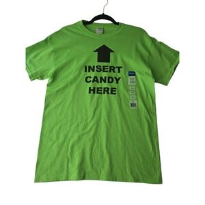 Halloween Insert Candy T‎ Shirt Size Medium Green Gildan Heavy Cotton Crew Neck